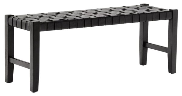 Kave Home Černá kožená lavice Calixta 120 cm