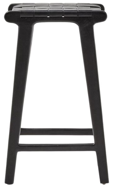 Černá kožená barová židle Kave Home Calixta 67 cm