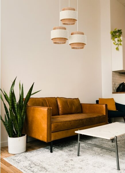 Lustr na lanku BOHO 3xE27/60W/230V krémová/juta
