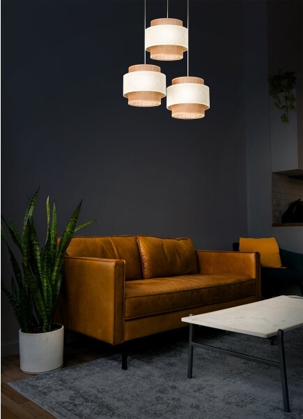 Lustr na lanku BOHO 3xE27/60W/230V krémová/juta