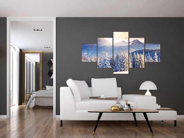 Obraz - Horská krajina v zimě (125x70 cm)
