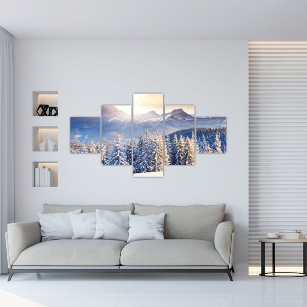 Obraz - Horská krajina v zimě (125x70 cm)