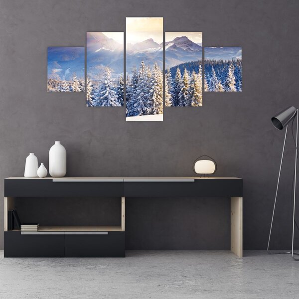 Obraz - Horská krajina v zimě (125x70 cm)