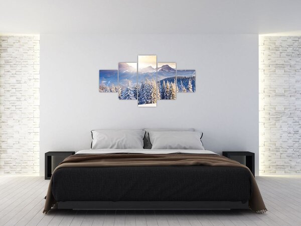 Obraz - Horská krajina v zimě (125x70 cm)