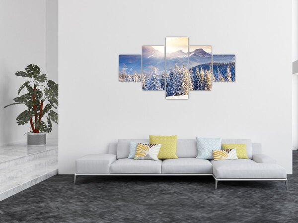 Obraz - Horská krajina v zimě (125x70 cm)