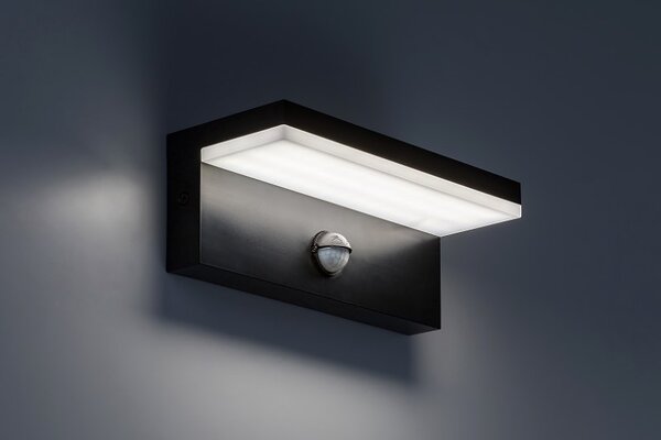 RABALUX 77115 Zaragoza venkovní nástěnné svítidlo se senzorem LED 9W/800lm 2700+4000+6500K IP54 černá