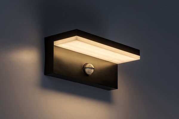RABALUX 77115 Zaragoza venkovní nástěnné svítidlo se senzorem LED 9W/800lm 2700+4000+6500K IP54 černá