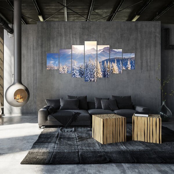 Obraz - Horská krajina v zimě (210x100 cm)