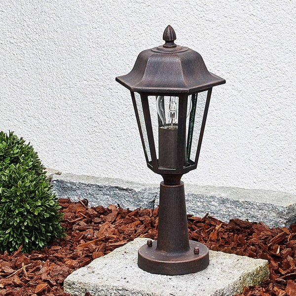 Lindby Svítidlo Lamina na podstavec, 39 cm, lucerna, kov, E27, stmívatelný, Hnědá / rez, Hliník, Starožitný