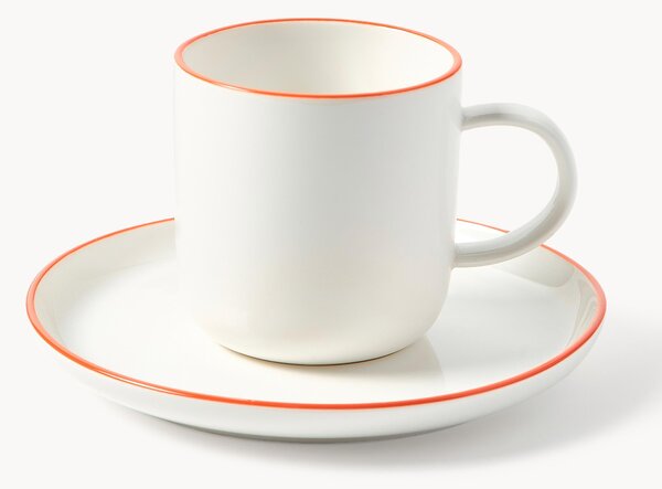Sada porcelánových hrnků s podšálky na kávu Facile, 2 díly