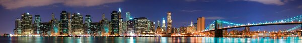 DIMEX | Fototapeta do kuchyně Manhattan KI-420-017| 420 x 60 cm | modrá, béžová, hnědá