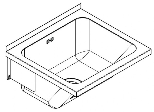 Umyvadlo KWC AR, SIRIUS, nerezová ocel, 520x270x490 mm, středový odtok vody
