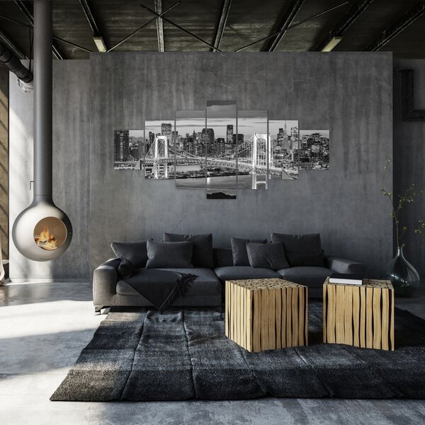 Obraz - Černobílé velkoměsto (210x100 cm)