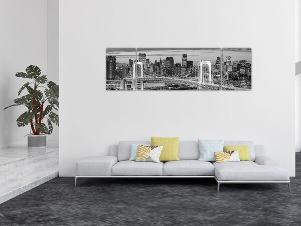 Obraz - Černobílé velkoměsto (170x50 cm)