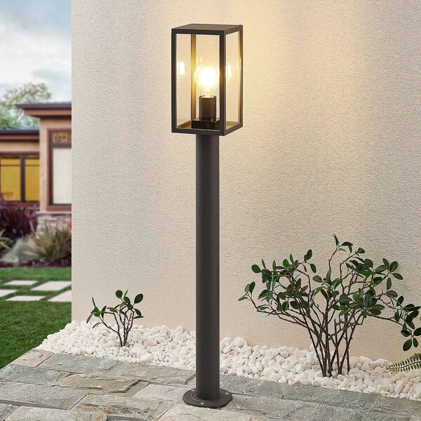 Lindby Světlo na cestu Filimon, 80 cm, antracit, IP44, E27, stmívatelný, Černá, Hliník, Moderní