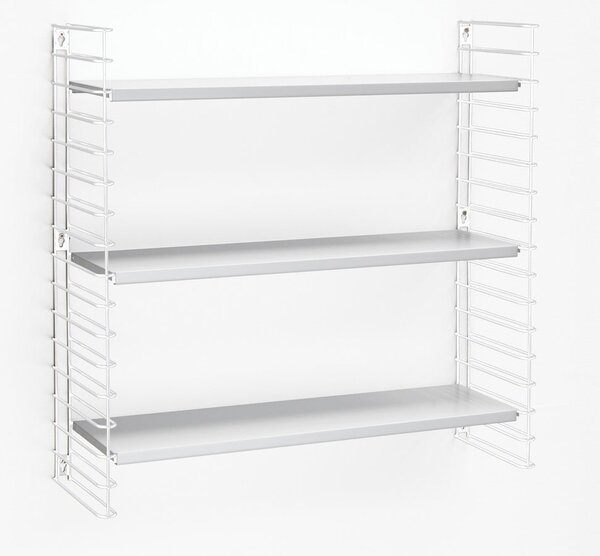 3patrový regál s bílými policemi Metaltex Libro, šířka 70 cm