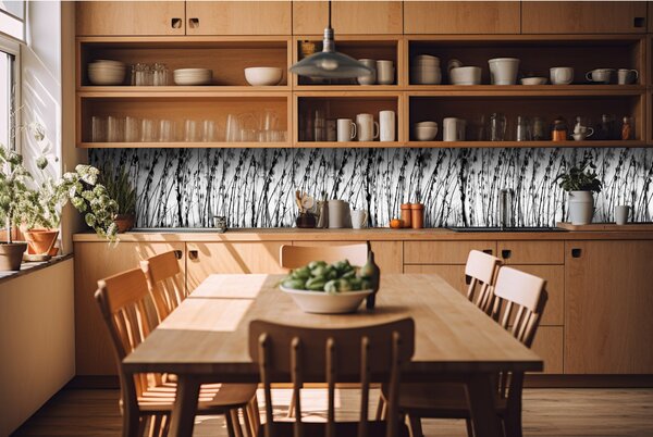 DIMEX | Fototapeta do kuchyně Černobílá tráva KI-420-137| 420 x 60 cm | černobílá