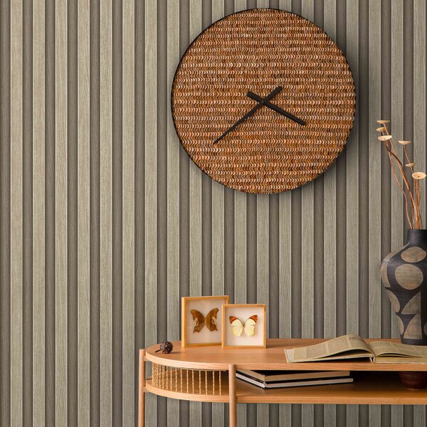 Vliesová tapeta na zeď, béžová, imitace dřeva, lamely, 23211-1, Omega, AdaWall
