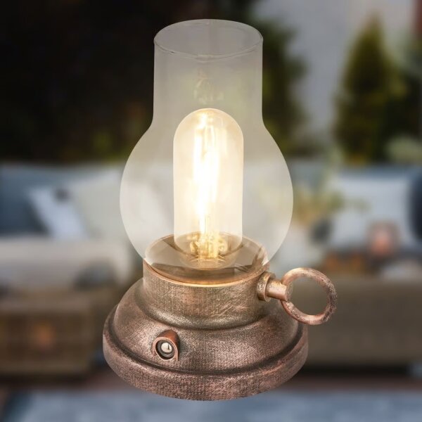 Brilo - LED Stm. ven. nab. stolní lampa KANEA LED/1,5W/5V IP44 1200mAh bronzová