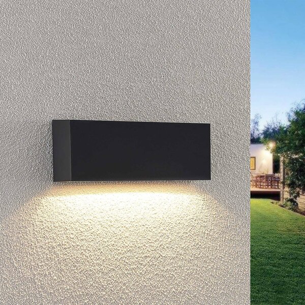 Lindby LED venkovní nástěnné svítidlo Jarte, 24 cm, dolů, šedé, IP65, Černá, Plast, Moderní, Nástěnné bodové svítidlo