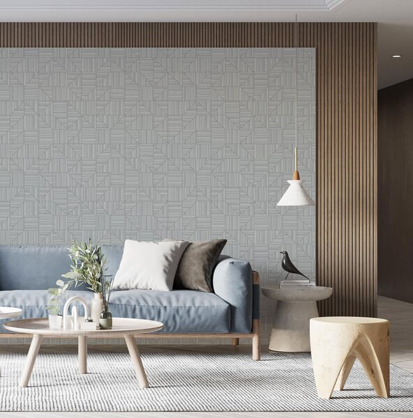 Geometrická vliesová tapeta na zeď, šedá, imitace látky, 23209-5, Omega, AdaWall