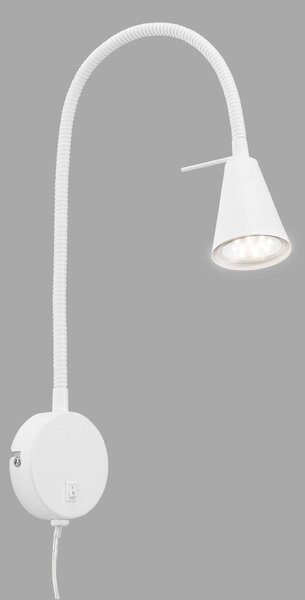 Briloner LED nástěnné světlo Tusa, bílé, kov, 45 cm, flexibilní rameno, Bílá / opál, Ložnice, kov, Moderní