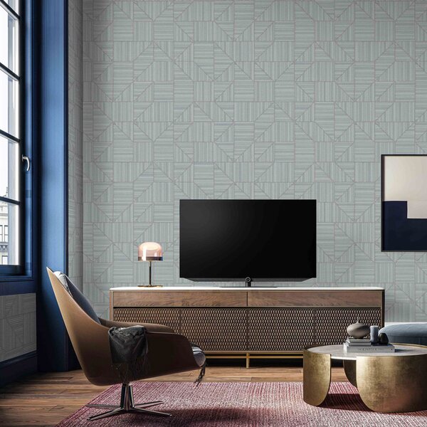 Geometrická vliesová tapeta na zeď, šedá, imitace látky, 23209-5, Omega, AdaWall
