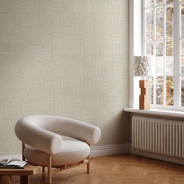 Geometrická vliesová tapeta na zeď, krémová, imitace látky, 23209-2, Omega, AdaWall