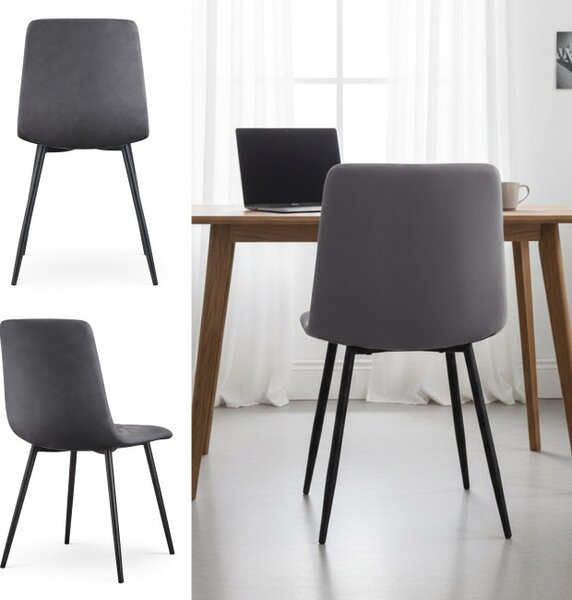 Sada osmi jídelních židlí MILO sametové, grafitové / černé nohy (8 ks)