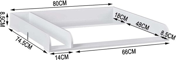 Přebalovací pult Rootz 2 v 1 – komoda do dětského pokoje – úložný nábytek – pohodlná výška – bezpečná konstrukce – dostatek úložného prostoru – 80 cm x 48 cm x 78 cm