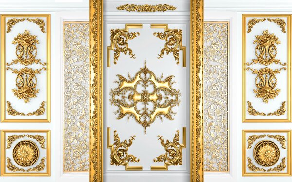 Fototapeta Zdobené, luxusní klasické vzory panelů, 3D fototapety, Populární fototapety, u00750 - Tapeko.co.cz