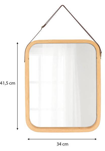 Závěsné zrcadlo Jae Beige, bambus