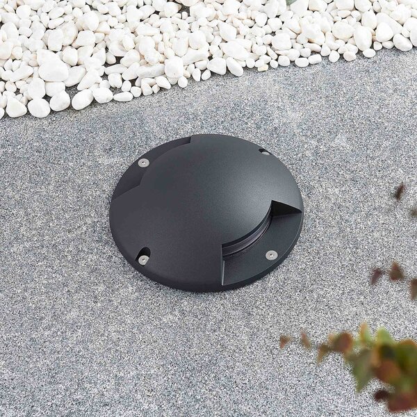 Lindby LED podlahové bodové svítidlo Cormac, 2 světla, Ø 21 cm, IP67, Černá, Hliník, Moderní