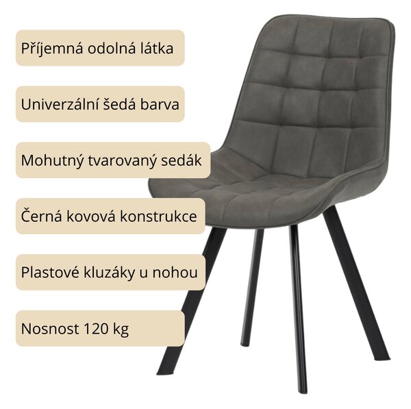 Vikio Židle jídelní šedá látka v dekoru broušené kůže AJZ130S