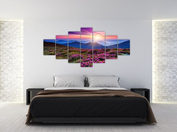 Obraz - Horská rozkvetlá krajina (210x100 cm)