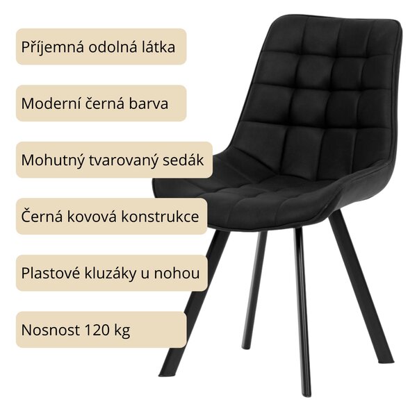 Vikio Židle jídelní černá látka v dekoru broušené kůže AJZ130C