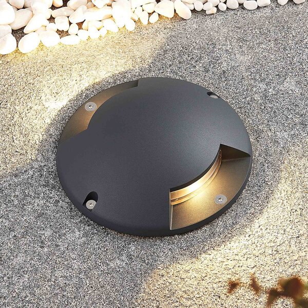 Lindby LED podlahové bodové svítidlo Cormac, 2 světla, Ø 21 cm, IP67, Černá, Hliník, Moderní