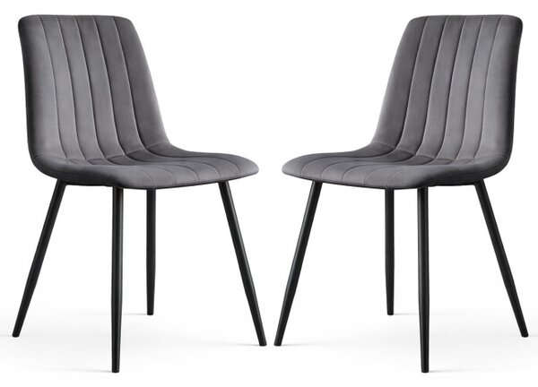 Sada dvou jídelních židlí LIVO sametové, grafitové / černé nohy (2 ks)