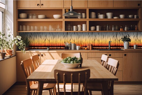DIMEX | Fototapeta do kuchyně Západ slunce KI-420-129| 420 x 60 cm | červená, žlutá, oranžová