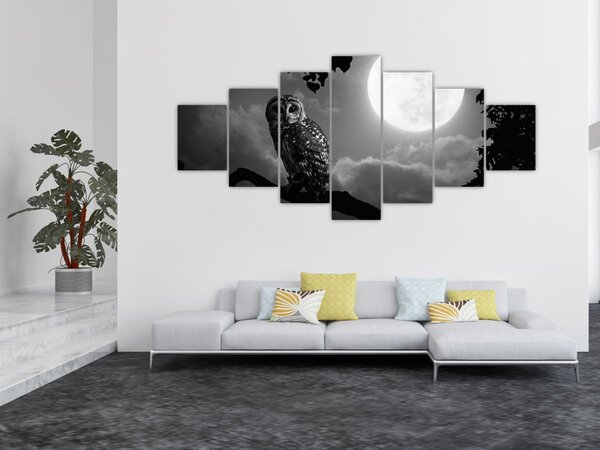 Obraz - Noční sova, černobílá (210x100 cm)