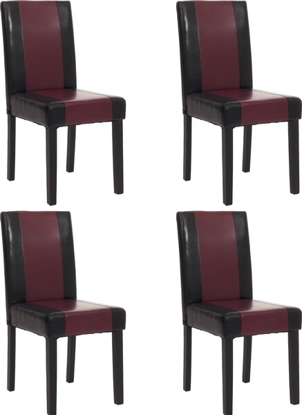 Sada 4 jídelních židlí Kuchyňská židle Littau Imitace kůže, černo-červená, tmavé nohy