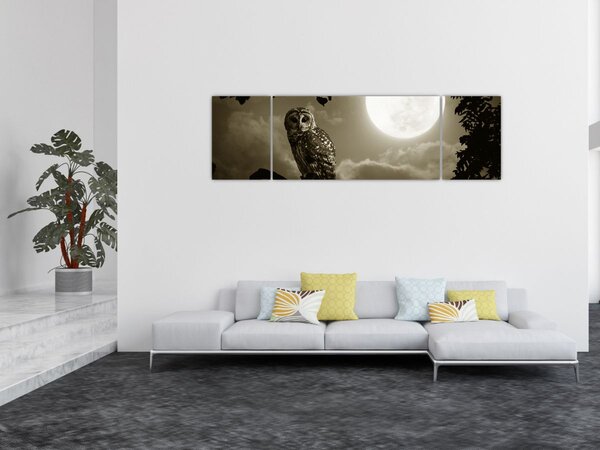 Obraz - Noční sova, zlatá (170x50 cm)