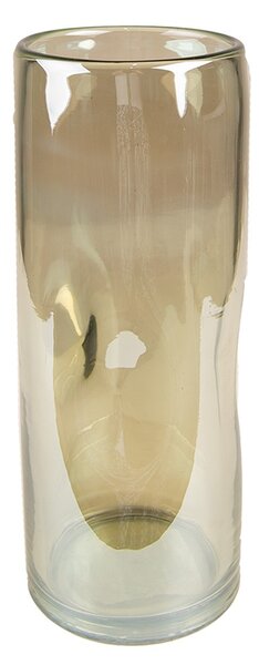 Hnědo-zelená ručně foukaná skleněná úzká váza - Ø 9*23 cm - Clayre & Eef