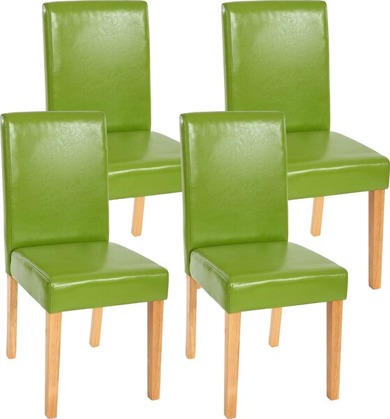 Sada 4 jídelních židlí Kuchyňská židle Littau Imitace kůže, zelená, světlé nohy