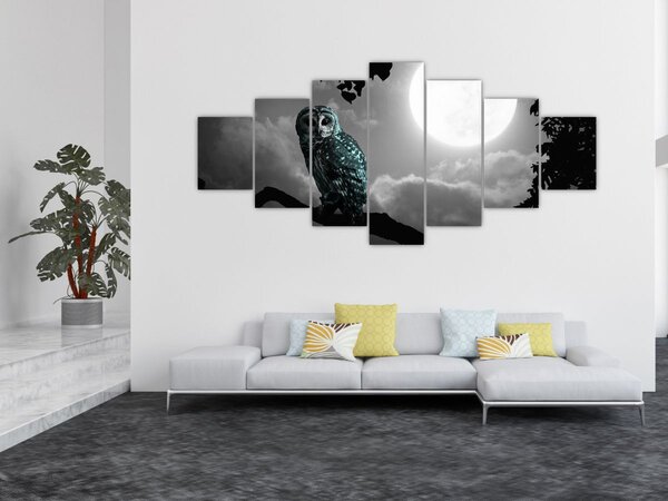 Obraz - Noční sova, modrá (210x100 cm)