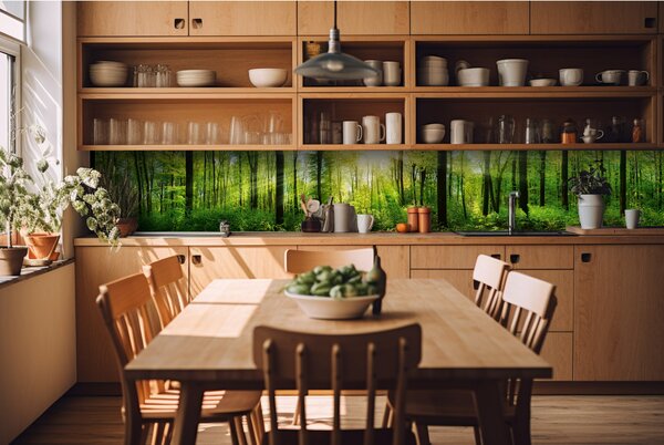 DIMEX | Fototapeta do kuchyně Svěží les KI-420-133| 420 x 60 cm | zelená, hnědá
