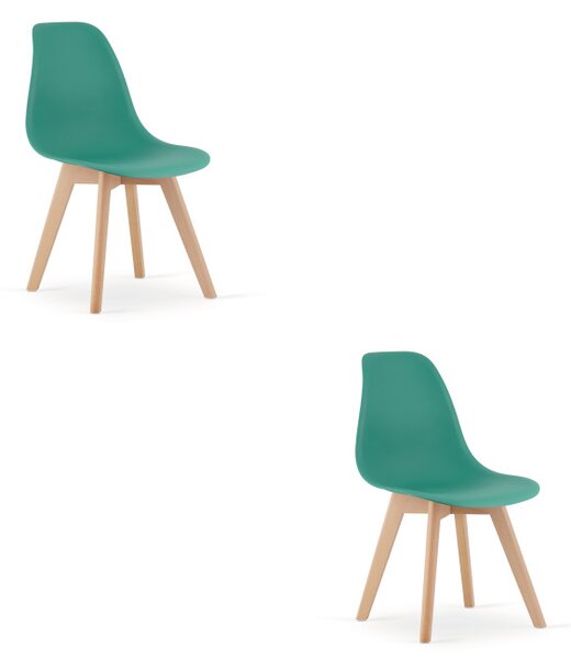 Set dvou jídelních židlí KITO zelené / naturální nohy (2 ks)