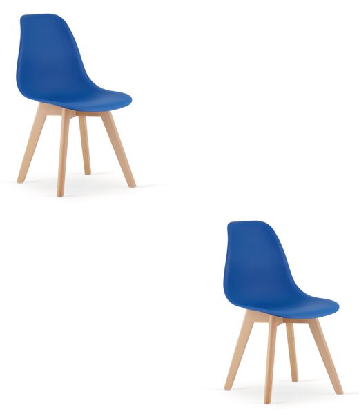 Set dvou jídelních židlí KITO modré / naturální nohy (2 ks)