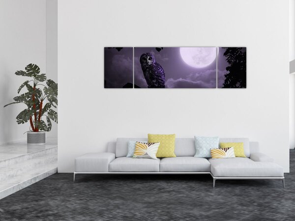 Obraz - Noční sova, fialová (170x50 cm)