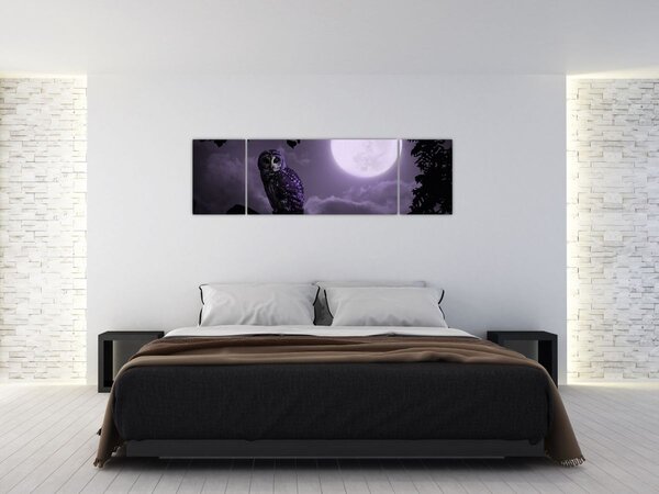 Obraz - Noční sova, fialová (170x50 cm)